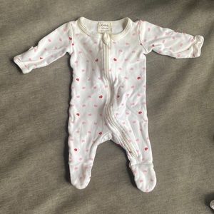 Owlivia zipper Footie Pajama Pink Hearts Newborn